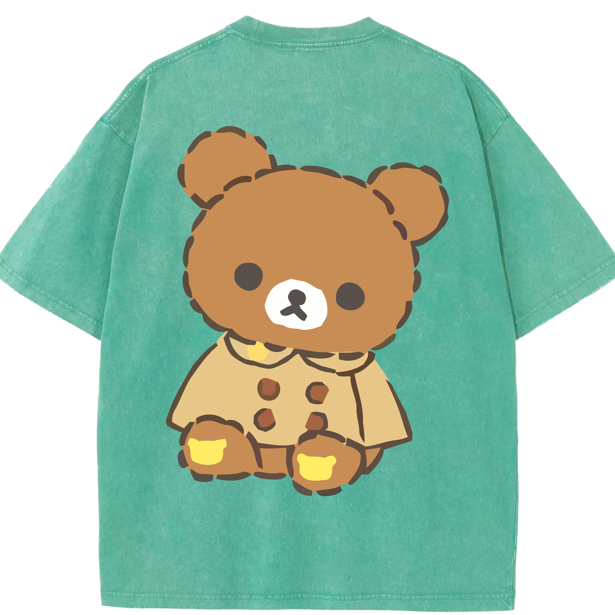 （画像用） リラックマ リラックマ キイロイトリ Rilakkuma Korilakkuma Kiiroitori 綿100% ヴィンテージ風 半袖Tシャツ（背面プリント）